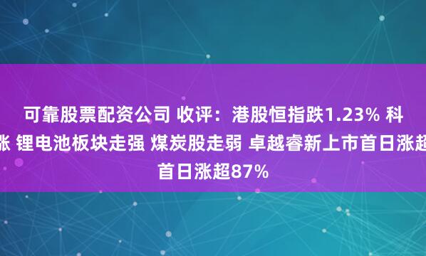 可靠股票配资公司 收评:港股恒指跌1.23% 科指微涨 锂电池板块走强 煤炭股走弱 卓越睿新上市首日涨超87%